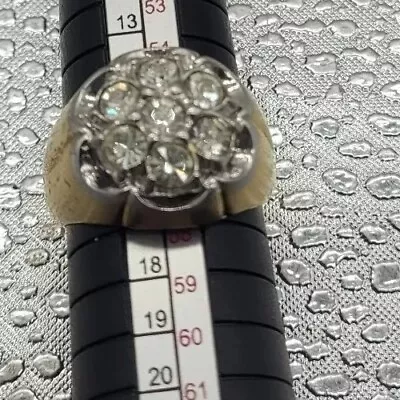 VTG 18K Heavy Gold Plated Wide Belcher Cigar Band Cubic Zirconia Ring Size 7.5 • $35