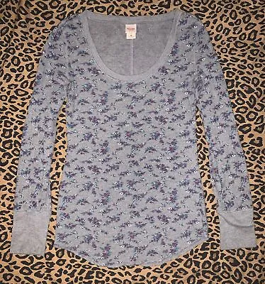 Mossimo Grey Purple Floral Thermal Top M • $6.99