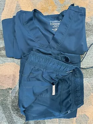 Cherokee Revolution Scrub Set Men’s Large Caribbean Blue 3 Pocket Top & Jogger • $26