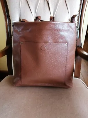 Tan Leather Bag Multi Way Over Body / Rucksack / Carry - Sleek Design • £29.99