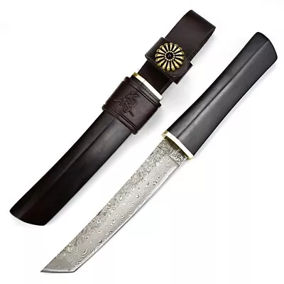 Samurai Style Hunting Knife Tanto Fixed Blade Ebony Handle Japanese Knife Premiu • $77