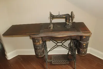 1900's Antique Minnesota Model  A  Treadle Sewing Machine With  7 Drawer Cabinet • $575