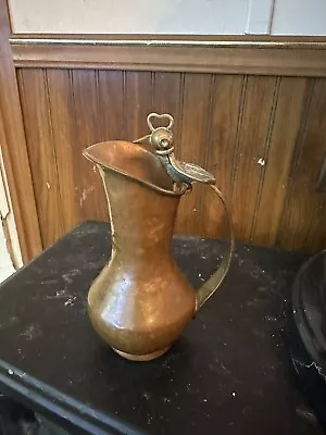 Mexican  Hammered Copper Pitcher Alfredo Villasana Abalone Handle Hector Aguilar • $49