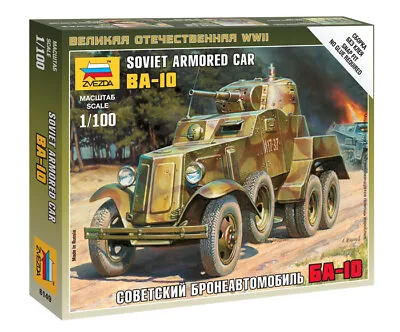 Zvezda 1/100 Soviet Armored Car BA-10 Plastic Model Kit 6149 • $8.99