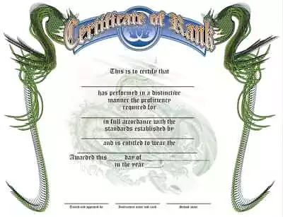 Certificate Of Rank For Martial Arts Black Belt And Gup • $12.99