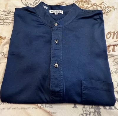 Maus Hoffman Shirt Mens Short Sleeve Sz 42 Vintage Blue 100% Cotton Made Italy • $32.88