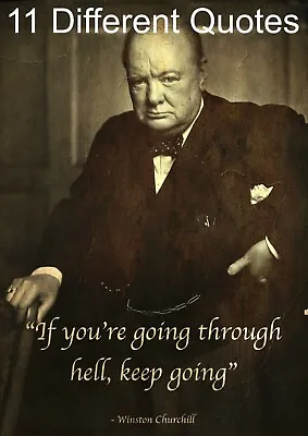 Winston Churchill Poster – Old Photo Style Inspirational Motivational Quote • £2.97