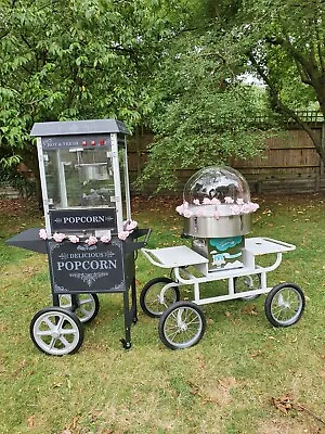 Hire Only* Vintage White Candy Floss Machine & Popcorn Cart Birthdays Weddings • £100