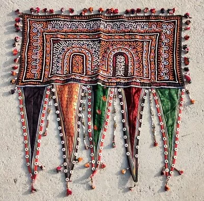 Ethnic Rabari Tribal Tapestry Mirror Embroidery Decor Door Valance Indian Toran • $0.99