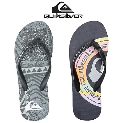 £20 • Buy Quiksilver Mens Flip Flops Black Grey Art Toe Post Slip Resistant Sandals 6-11