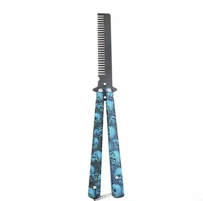 Butterfly Trainer Knife Training Comb - Metal Practice (BLUE SKULL) • $9.95