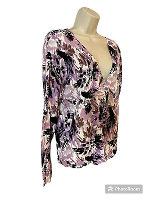 Merona Women's Purple Multicolor Floral Cardigan Sweater Size Medium • $12