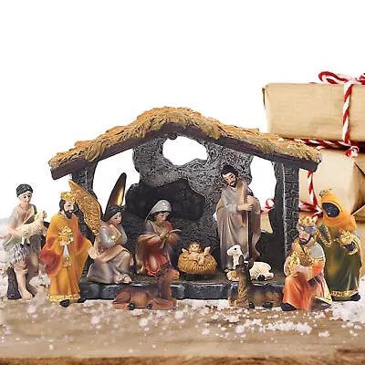 Vintage Nativity Set With 12 Figures CRECHE Manger Christmas Home Decor • $35.03