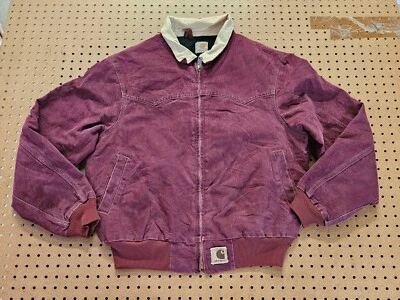 $102.50 • Buy MENS LARGE - Vtg Carhartt Sandstone Flannel Quilted Lined Santa Fe Zip Jacket