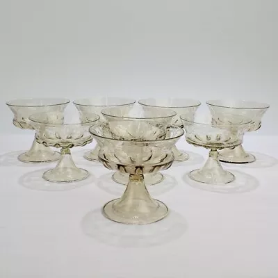 Set Of 8 Pauly & Co Light Amber Etched Venetian Or Murano Glass Dessert Bowls • $950