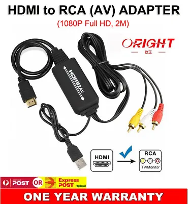 1080p HDMI To 3 RCA Composite AV CVBS Video Cable Converter Adapter For DVD PS3 • $19.90