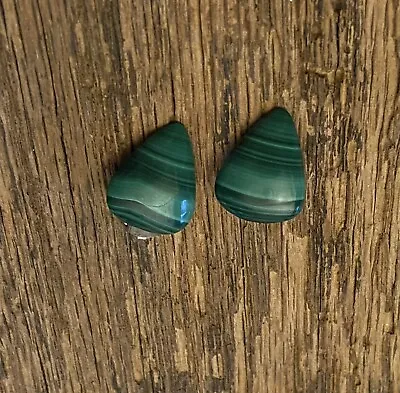 Vintage Malachite Clip Earrings  • $15