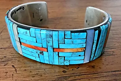 Large Sterling Silver Men’s Mosaic Turquoise Cuff By Gary Sanchez Navajo 130g. • $840