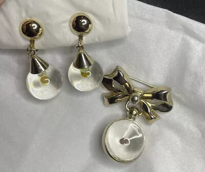 Coro 1950’s Signed Dangle Mustard Seed Brooch & Earrings Set • $65