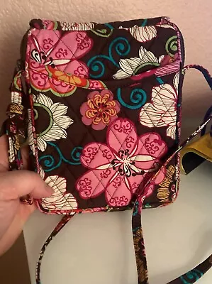 Vera Bradley MINI HIPSTER Crossbody Purse PIROUETTE PINK Organizer Shoulder Bag • $12