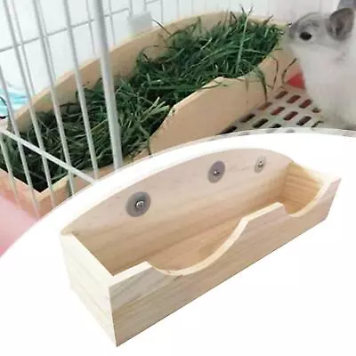 Multi Functional Wood Rabbit Hay Feeder Food Manger Container Supplies Holder • $22.55