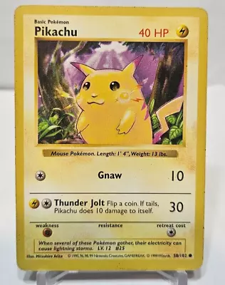 Pikachu 58/102 Common SHADOWLESS Base Set  Pokemon • $13.99
