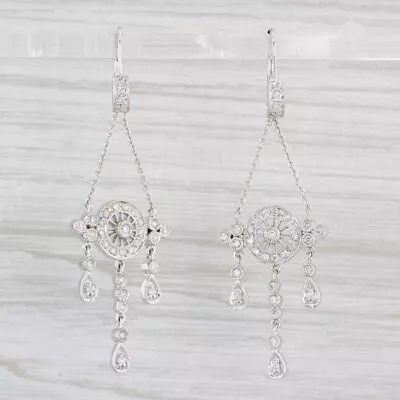 0.32ctw Diamond Dangle Earrings 14k White Gold Pierced Drops • $1012.13