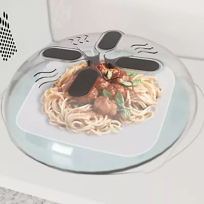 Microwave Plate Hover Anti-Splash Cover Food Splatter Guard Magnetic Steam Vents • £7.99