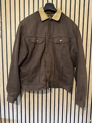 Vintage 90s Lee Premium Lined Jacket Men's Size Large Riders Trucker Dark Brown • £25