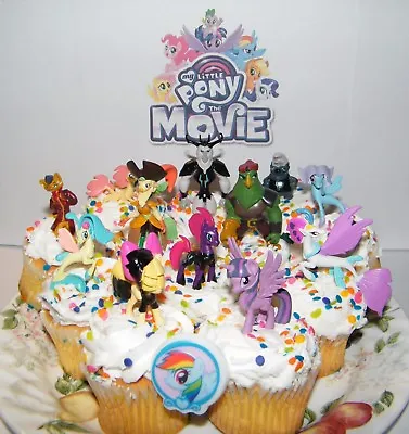My Little Pony The Movie Cake Toppers Set Of 14 New Figures Sticker And Ring! • $15.95