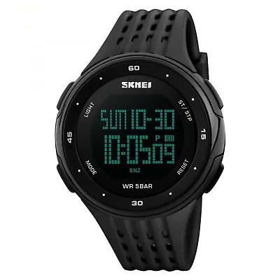 £14.99 • Buy SKMEI Mens Black Large Display Digital Watch Resin Strap Stopwatch Alarm 50m