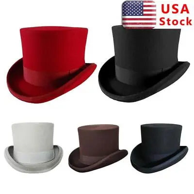 Classic Vintage Wool Felt Men Top Hat Gentlemen Tuxedo Topper Victorian ~XL US • $38.99