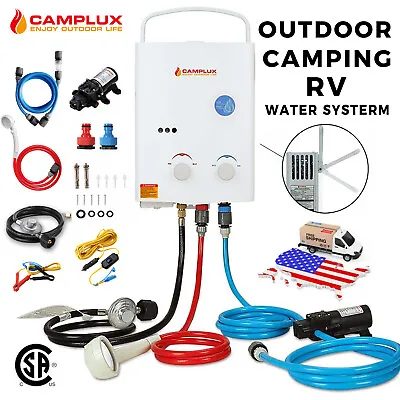 Camplux 5L Tankless Gas Hot Water Heater W/ Pump Kit Outdoor RV Camping Shower • $199.99