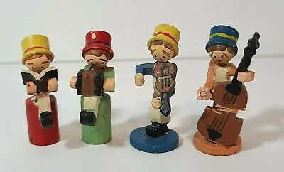 Vintage Wood Band Figurine Miniature Cello Violin Accordion Folk Art Wooden Lot • $35