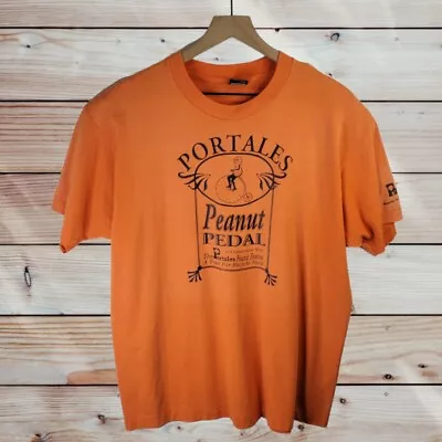 Vintage Portales Peanut Festival T Shirt XL Mens Orange Bicycle Tour Graphic Tee • $18.99