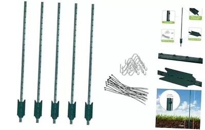  T-Post 5 Feet - Sturdy Duty Metal Fence Post – 5 Pack Garden T Posts For  • $74.02