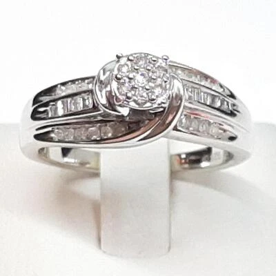 £88.53 • Buy Genuine 1 Carat H-SI2 Diamond Baguette 925 Silver Engagement Ring Size 7