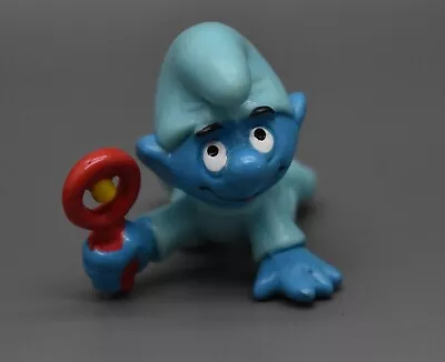 Smurfs Blue Baby With Rattle Vintage PVC Figure Peyo Schleich Berrie 1984 • $7.99