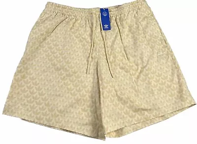 Adidas Originals Logo MONO AOP Golf 8” Travel Shorts Men's 2XL Beige MSRP$50 • $17.95