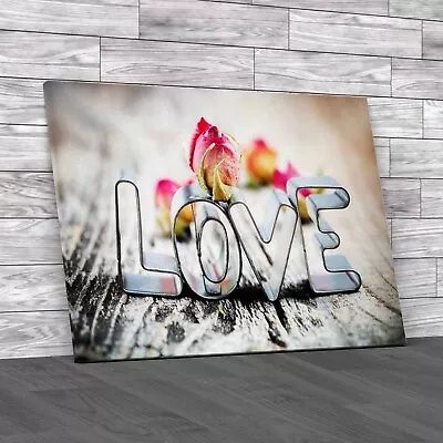 Rose Love Saying Canvas Print Large Picture Wall Art • £14.95