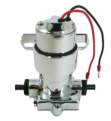 Electric Fuel Pump 140 GPH 14 PSI Race Pump Black Holley Demon Carburetor Chrome • $89.95