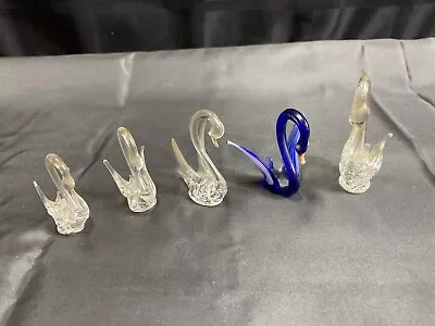 Vintage Hand Blown Glass Swans Swan Lot Figure Figurines • $13.35