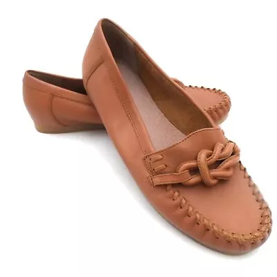 Fat Face Shoes Brown Leather Moccasin Loafer Sz 38 NEW • £15