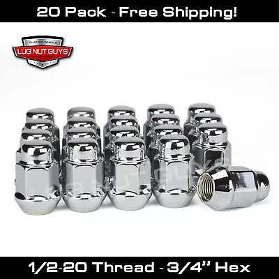 20 New Lug Nuts Bulge Acorn 1/2-20 Chrome Conical Seat 3/4  Hex • $18.49