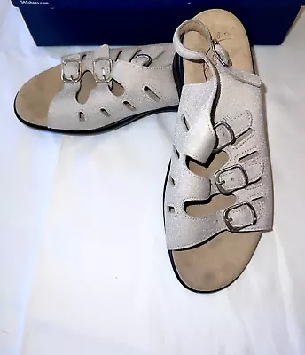 SAS Womens Mystic Adjustable Slingback Web Linen Comfort Sandals Size 7 Wide • $26.99
