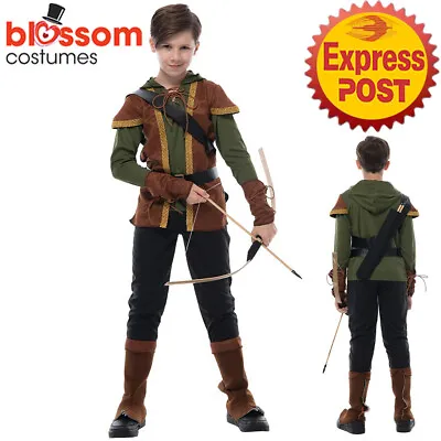 EY95 Boys Forest Archer Robin Hood Medieval Warrior Huntress Costume Book Week • $40.38