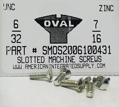 #6-32x7/16 Oval Head Slotted Machine Screws Steel Zinc Plated (100) • $9.25