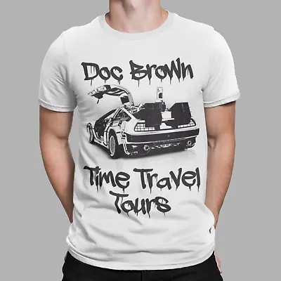 Back To The Future T-Shirt Delorean Doc Brown Time Travel Tours Marty Mcfly Tee • £6.99