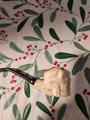 Vintage Hand Carved Mini Meerschaum Skull Pipe  • $39.95