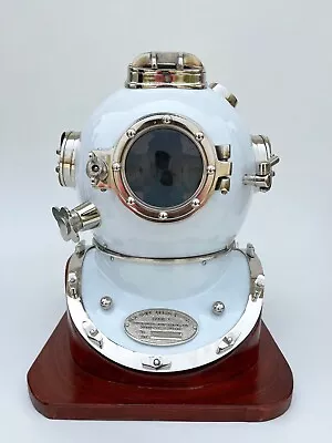Antique White Diving Divers Helmet Mark Navy Morse Marine Deep Scuba Larp Helmet • $185